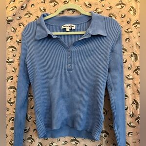DKNY Blue Ribbed Button Down Shirt - New but needs seam on collar repaired
